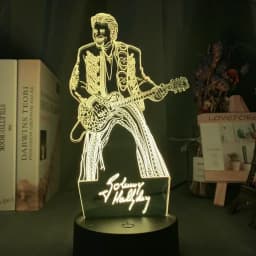 French Celebrity Johnny Hallyday Signature Led Night Light Fans Gift Home Decoration Color Changing Nightlight Bedroom Desk Lamp