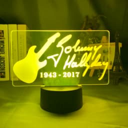 French Celebrity Johnny Hallyday Signature Led Night Light Fans Gift Home Decoration Color Changing Nightlight Bedroom Desk Lamp