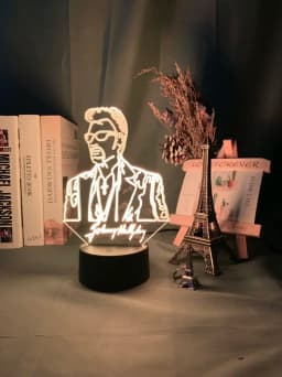 French Celebrity Johnny Hallyday Signature Led Night Light Fans Gift Home Decoration Color Changing Nightlight Bedroom Desk Lamp
