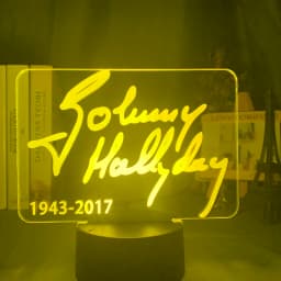 French Celebrity Johnny Hallyday Signature Led Night Light Fans Gift Home Decoration Color Changing Nightlight Bedroom Desk Lamp