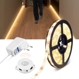 Motion Sensor LED Under Cabinet Light Bed Night Light 1M-5M LED Strip Tape Night Sensor Lamp With 110V-220V to 12V Power Adapter