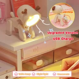 LED Night Light USB Rechargeable Dog Deer Table Lamp Desktop Ornament Dormitory Bedroom Ambient Light Holiday Children Gifts
