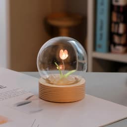 Tulip Flower Night Light With Glass Cover Handmade DIY Bedside Light LED Night Lamp Table Desk Lamp Bedroom Decor USB Mood Light