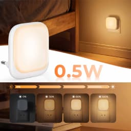 0.5W 3 Model Brightness Dimmable Night Light Socket with Twilight Sensor Night Light for Bedroom, Hallway, Kitchen