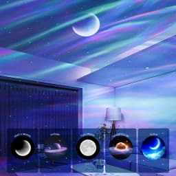 2026 Holiday Gifts Aurora Northern Lamp Ambient Projector Light Bedroom Wireless Ocean Wave Star Moon Aurora Dome Projector