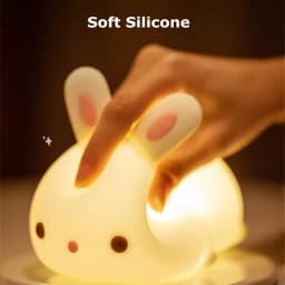 LED NightLights Silicone Rabbit Night Light with USB Charging Colorful Atmosphere Lamp for Children Kids Holiday Gift