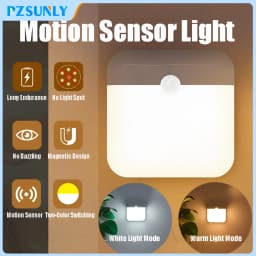 LED Motion Sensor Light Wireless LED Night Light Type C Rechargeable Night Light Cabinet Wardrobe Lamp Staircase For Kitchen LED