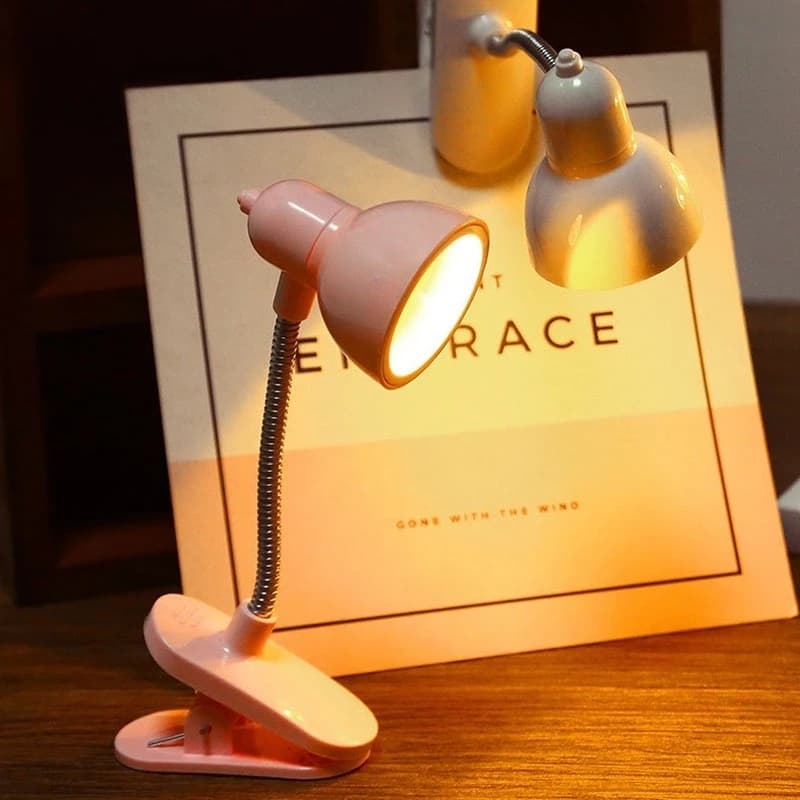 Mini LED Clip Desk Lamp Eye Protection Study Read Book Night Lamp Cute Creative Student Dormitory Warm Lighs Battery Table Light