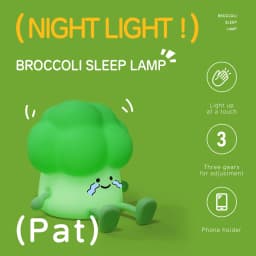 Cartoon Silicone Broccoli Sleep Lamp ReChargable LED Night Light for Children Holiday Gift, Cute Bedside Decor