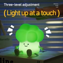 Cartoon Silicone Broccoli Sleep Lamp ReChargable LED Night Light for Children Holiday Gift, Cute Bedside Decor