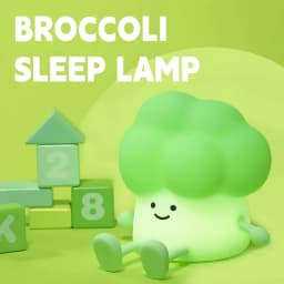 Cartoon Silicone Broccoli Sleep Lamp ReChargable LED Night Light for Children Holiday Gift, Cute Bedside Decor