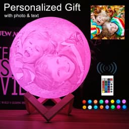 Photo Custom 3D printing moon night light Novelty lamp USB Rechargeable Table decoration Touch/Remote 2/16 Colors Moonlight