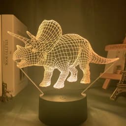 Baby Night Light Dinosaur Triceratops for Kids Bedroom Decor Nightlight Cool Birthday Gift 3d Illusion Acrylic Battery Desk Lamp