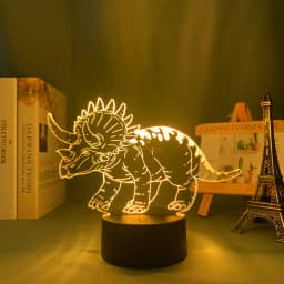 Baby Night Light Dinosaur Triceratops for Kids Bedroom Decor Nightlight Cool Birthday Gift 3d Illusion Acrylic Battery Desk Lamp