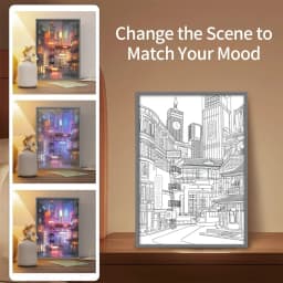 LED Beautiful City Night View Table Light Painting,HD Picture Narrow Bezel USB Plug Dimming Romantic Home Decorations Night Lamp
