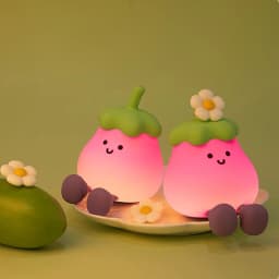 LED Cute Eggplant Night Light Dimmable Nursery Eggplant Lamps Super Squishy Silicone USB Rechargeable Touch Control Night Lamp