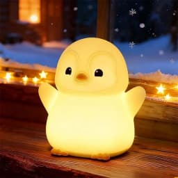Penguin Nursery Night Light, LED Squishy Silicone Lamp, 2 Levels Dimmable Bedroom Nightlight for Kids, Touch Lights, Decor Lamps