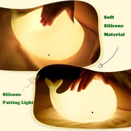 Cartoon Whale Silicone Light,LED NightLight,Rechargeable RGB Atmosphere Lamp Bedroom Bedside Decor for Children Holiday Gifts