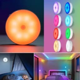 Night Light LED With PIR Motion Sensor Rechargeable USB Kitchen Cabinet RGB Lamp For Bedroom Room New Year Decoration