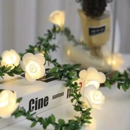 1PC 10 LED Rose Flower String Lights Battery Powered Flower Rose Night Lamp for Wedding Valentines Day Party Garland Decoration