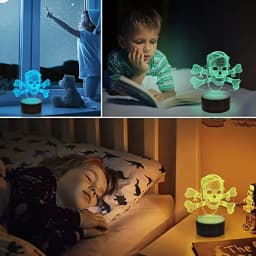 Nighdn Skull 3D Night Light Optical Illusion Bedside Lamp 7 Color Changing Bedroom Decoration Birthday Gift for Kids Boy Men