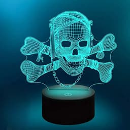 Nighdn Skull 3D Night Light Optical Illusion Bedside Lamp 7 Color Changing Bedroom Decoration Birthday Gift for Kids Boy Men