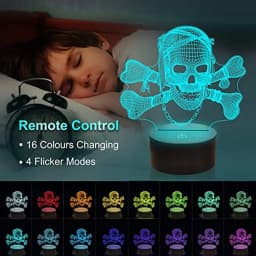 Nighdn Skull 3D Night Light Optical Illusion Bedside Lamp 7 Color Changing Bedroom Decoration Birthday Gift for Kids Boy Men