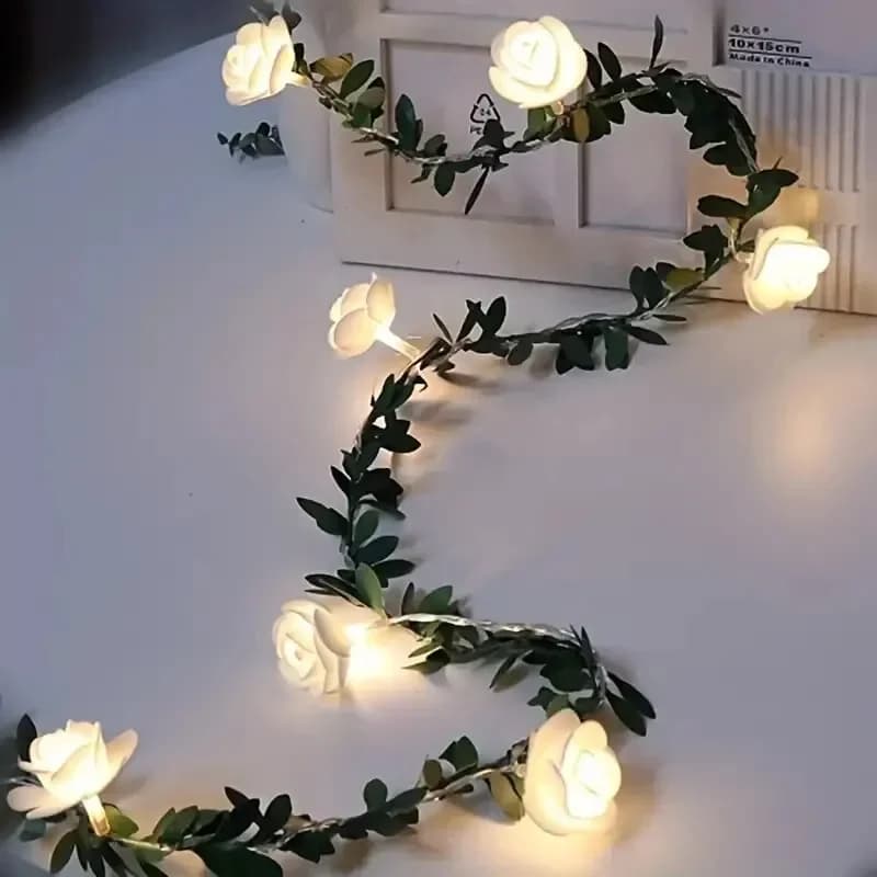 1PC 10 LED Rose Flower String Lights Battery Powered Flower Rose Night Lamp for Wedding Valentines Day Party Garland Decoration