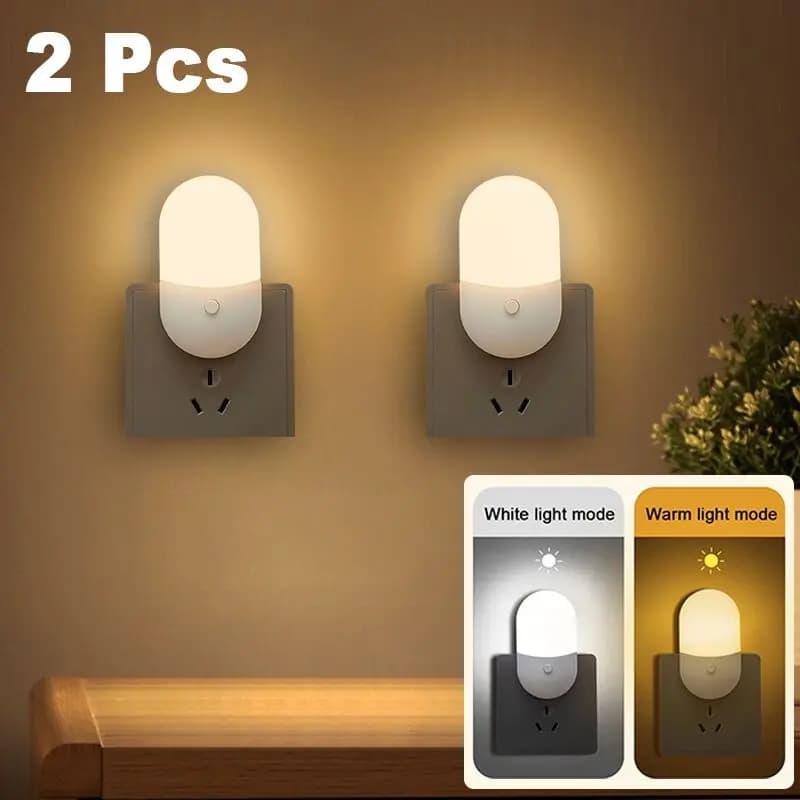 2PC Bedside  LED Night Lamp Mini Table Light EU US Plug Eye Protection Kids Use For Bedroom Living Room Baby Feeding Night Light