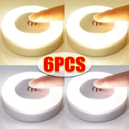 1/6pcs LED Touch Sensor Night Lights Kitchen Cabinet Magnetic Base Wall Lamps 3 Modes USB Rechargeable Dimming Night Lights