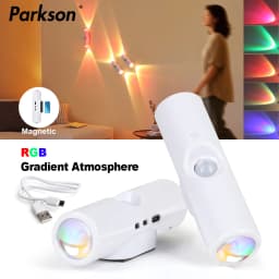 LED Motion Sensor Night Light RGB Charging LED Wall Light USB Rechargeable Cabinet Wardrobe Lamp Home Decoration Bedroom Bedside