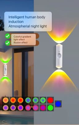 Motion Sensor Night Light 7 Color Change LED Wireless Wall Lamp Magnetic Rechargeable Spotlight for Bathroom Bedroom Living Room