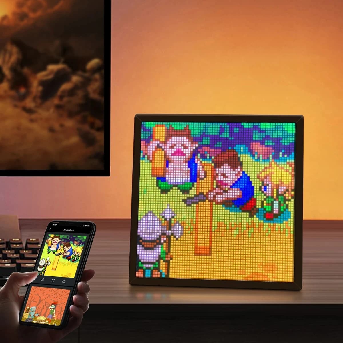 RGB LED Pixel Matrix Bluetooth Smart Display 64x64 Digital Lamp Panel DIY Art Display Gaming Anime Room Decor Frame APP Control