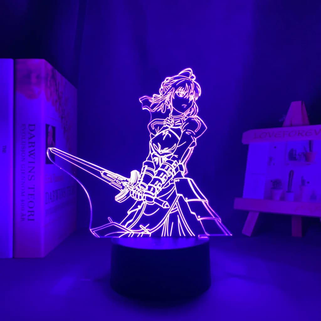 Anime 3d Light Fate Stay Night Saber for Bedroom Decor Birthday Gift Manga Fate Stay Night Led Night Light Lamp Saber