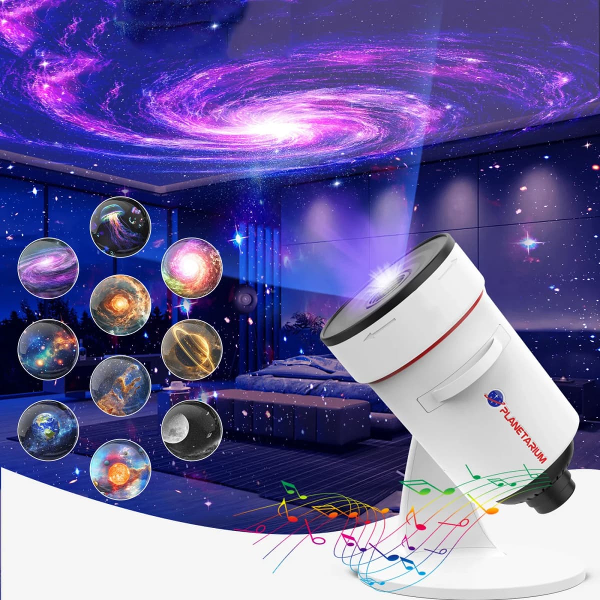 Galaxy Projector Astronomical Telescope Starry Sky Night Light 360°Rotate Rechargeable Table Lamp For Children Room Decor