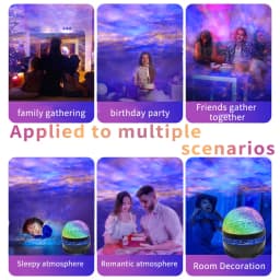 Galaxy Projector Christmas Home Room Decoration RGB Starry Lamp 7-Color Pattern LED Mini Star Light Remote Control Auto Rotating