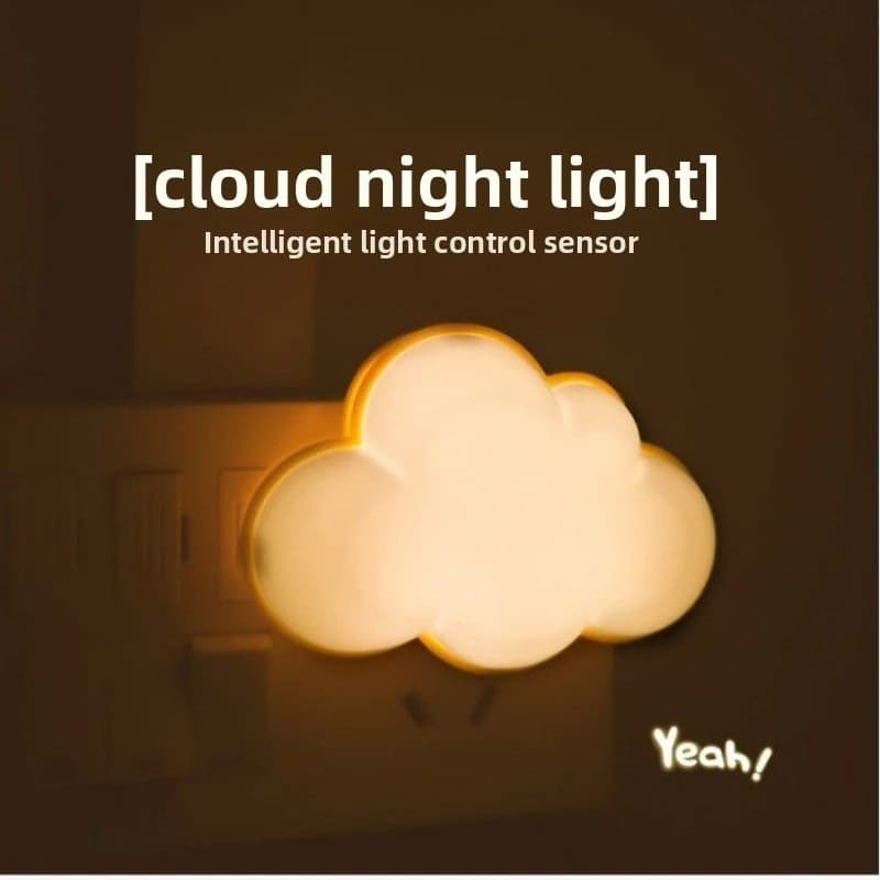 EU Plug 220V LED Cloud Night Light Dusk To Dawn Smart Sensor 0.5W for Hallway Bedroom Stairs Kids Room Energy Saving Cute Lamp