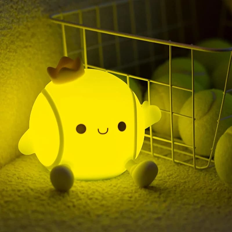 Tennis Night Light,LED Squishy Novelty Lamp,2 Levels Dimmable Nursery Bedroom Nightlight for Kids, Rechargeable Touch Lamps