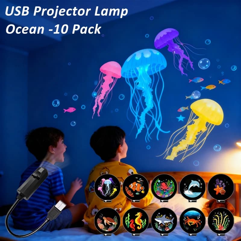 USB Projector Light LED Night Lamp 5V USB Plug-in Night Lights Marine Animals More Pattern Designs Projection for Wall Ceiling