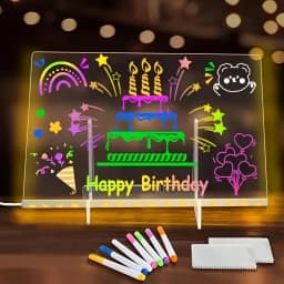LED Acrylic Sticky Notes Board Neon Glow Night Light Self-Illuminating Erasable Whiteboard Home Office School Colorful Lighting