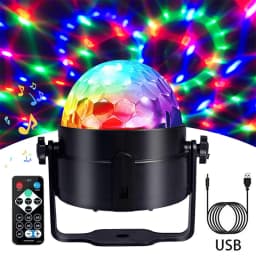 RGB Flashing Disco Ball Party Lights, LED Stage Spotlight W/Rotating Effects, Christmas Halloween Karaoke Wedding Birthday Decor