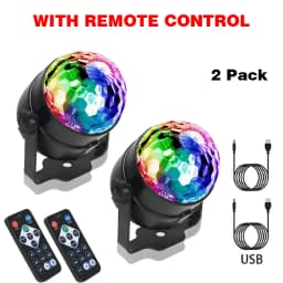 RGB Flashing Disco Ball Party Lights, LED Stage Spotlight W/Rotating Effects, Christmas Halloween Karaoke Wedding Birthday Decor