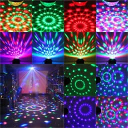 RGB Flashing Disco Ball Party Lights, LED Stage Spotlight W/Rotating Effects, Christmas Halloween Karaoke Wedding Birthday Decor