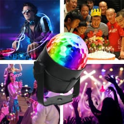 RGB Flashing Disco Ball Party Lights, LED Stage Spotlight W/Rotating Effects, Christmas Halloween Karaoke Wedding Birthday Decor