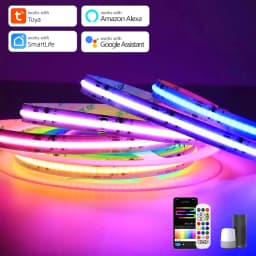 Smart Colorful COB LED Stirp with Tuya Controller 12V RGBIC APP Control DIY Segmented Control Color Game Room Night Ambinet Lamp