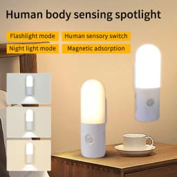 Motion Sensor 2 in 1 LED Night Light Rechargeable 3 Colors Wall Lamp Wireless Magnetic Spotlight for Bedroom Corridor and Stair
