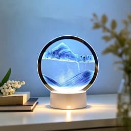 3D Flowing Sand Painting Night Light Atmosphere Light Landscape Hourglass Decompression Flowing Sand Ornament Desk Lamp Gift