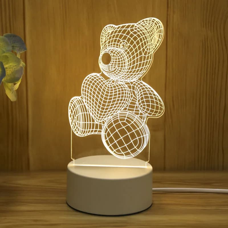 Romantic Love 3D Acrylic Led Lamp for Home Children's Night Light Table Lamp Birthday Party Decor Valentine's Day Bedside Lamp