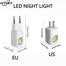 AITHEA LED Plug-in Night Light Dusk to Dawn Sensor Light Sensing Wall Lamp for Bedroom Bathroom Hallway AC110-230V EU US Plug