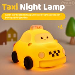 Car Silicone Night Light Taxi Dinosaur Toy Cute Cartoon Ornament USB Rechargeable Adjustable Table Lamp for Nursery Boy Kid Gift